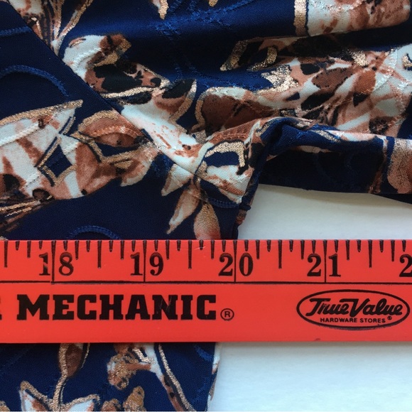 JM Collection | Navy & Gold Floral Stitched Blouse, Petite Large - Picture 9 of 10